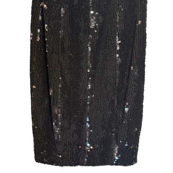 Jay Godfrey Black Full Sequin Slit Knee Length Sheath Dress Formal Prom EUC Sz 8 - Picture 9 of 15